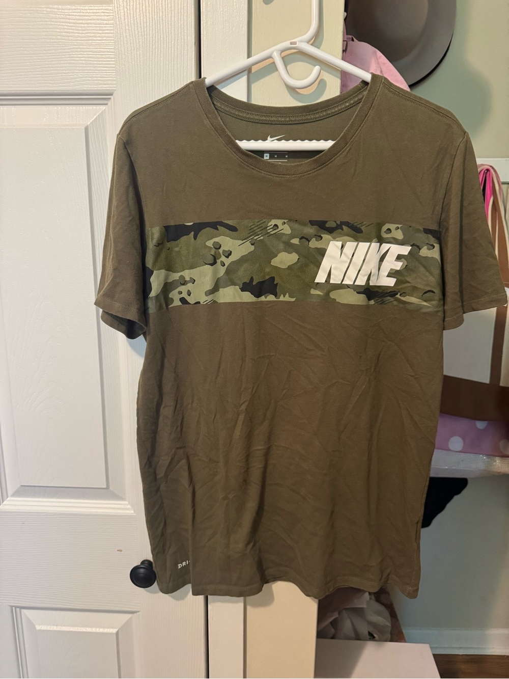 Nike Olive Green Camo Stripe Short Sleeve Tee